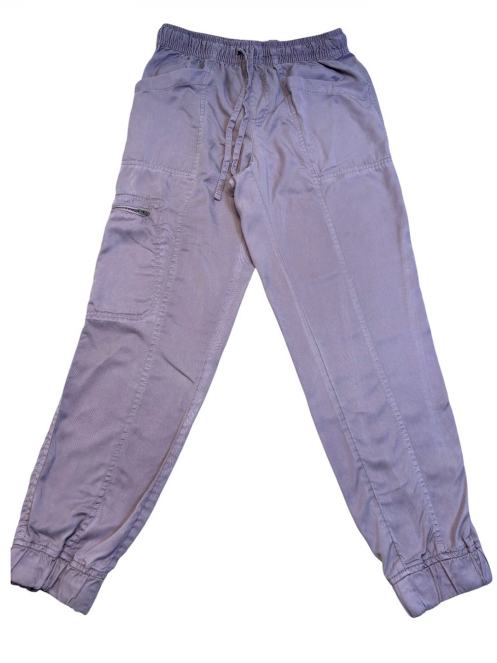 Nicole Miller Cargo Jogger Pants Women Small Gray Lavender Lyocell Drawstring